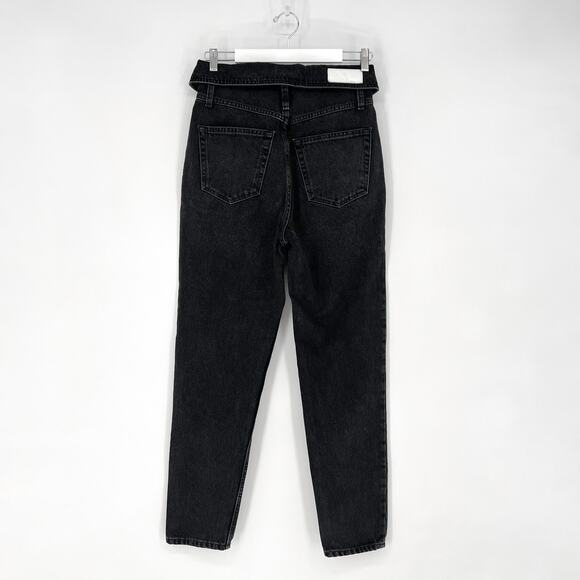 RE/DONE 80s Fold Over Jeans Vintage Noir Black Size 25 High Waist Tapered - Picture 7 of 7